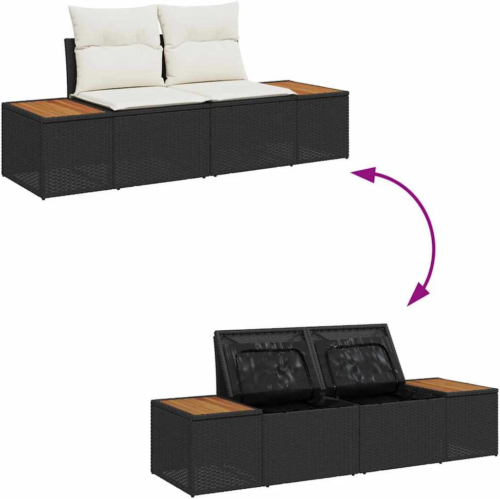 Sodo sofa Juoda 184 x 62 x 85cm poliratanas