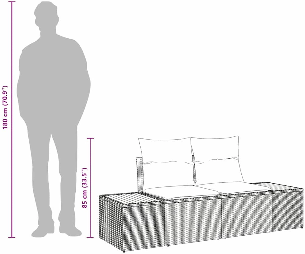 Sodo sofa Juoda 184 x 62 x 85cm poliratanas