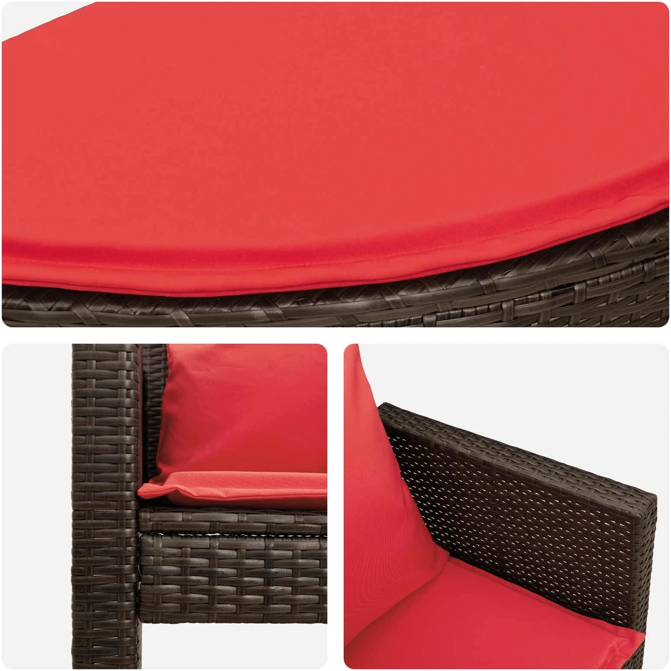 Sodo sofa Ruda ir raudona 168 x 168 x 180 cm poliratanas