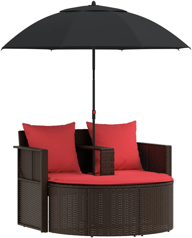 Sodo sofa Ruda ir raudona 168 x 168 x 180 cm poliratanas