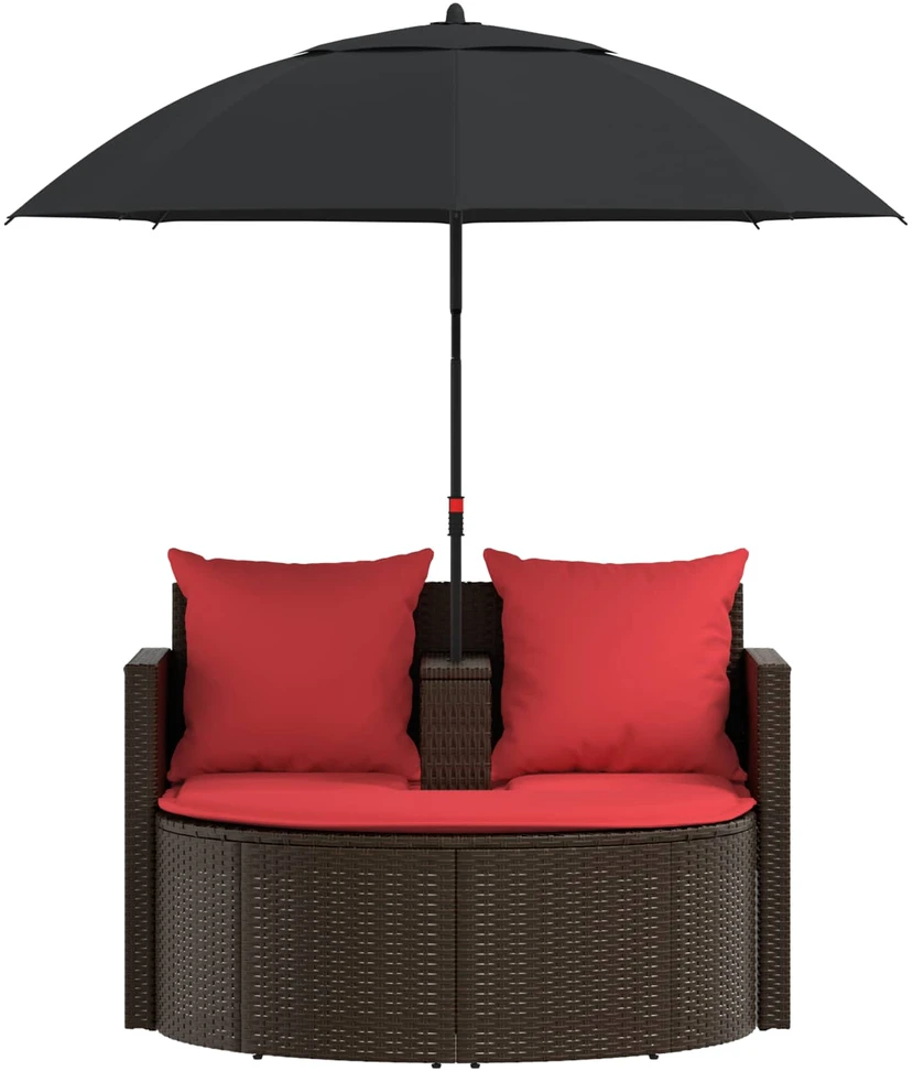 Sodo sofa Ruda ir raudona 168 x 168 x 180 cm poliratanas