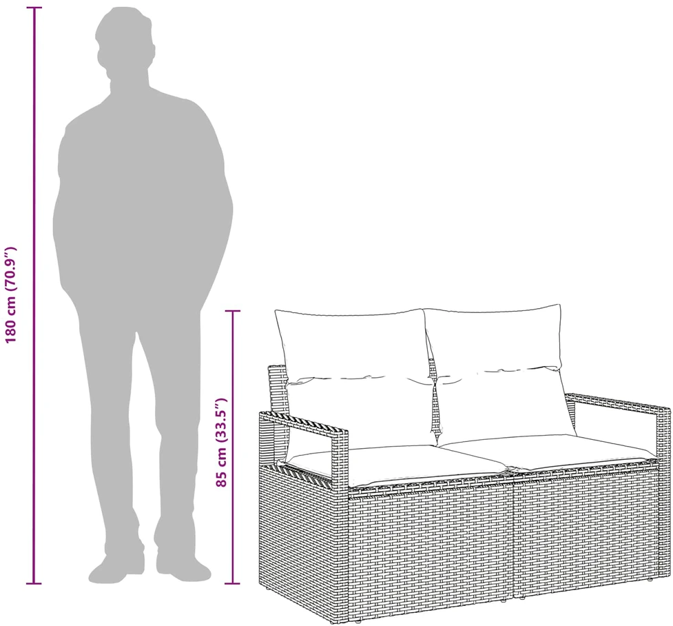 Sodo sofa su pagalve 120 x 62 x 69 cm poliratanas