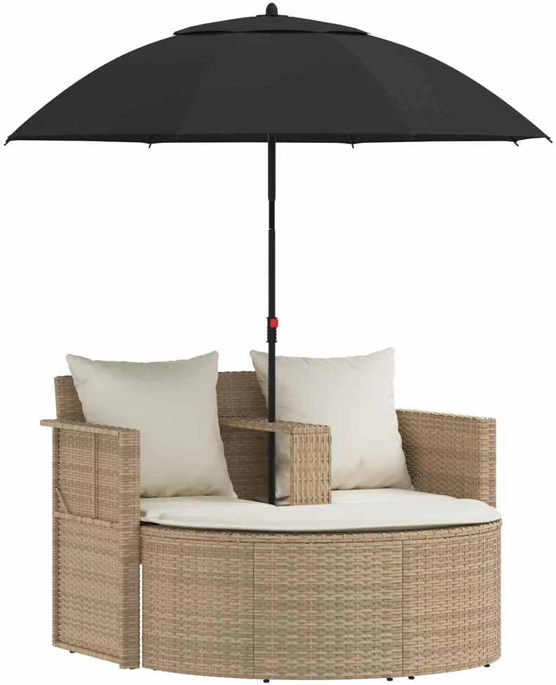 Sodo sofa su pagalve 8 pcs Bežė ir kreminė balta poliratanas