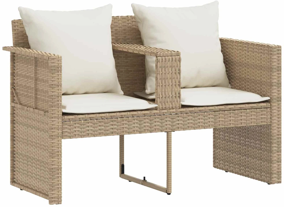 Sodo sofa su pagalve 8 pcs Bežė ir kreminė balta poliratanas