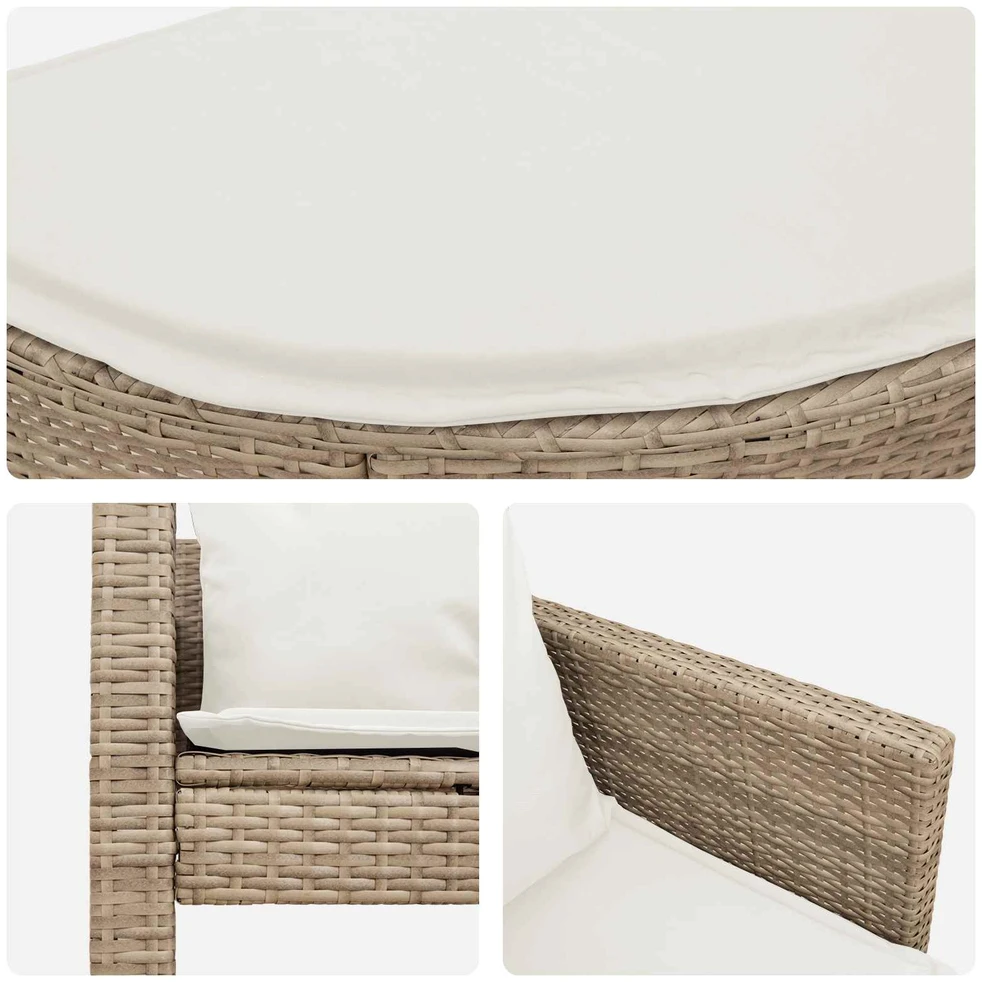 Sodo sofa su pagalve 8 pcs Bežė ir kreminė balta poliratanas
