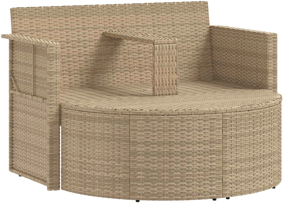 Sodo sofa su pagalve 8 pcs Bežė ir kreminė balta poliratanas