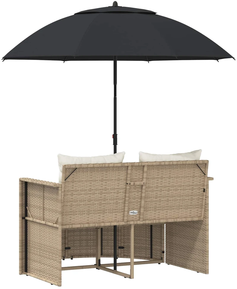 Sodo sofa su pagalve 8 pcs Bežė ir kreminė balta poliratanas