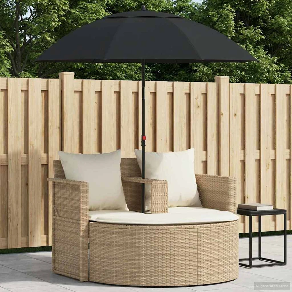 Sodo sofa su pagalve 8 pcs Bežė ir kreminė balta poliratanas