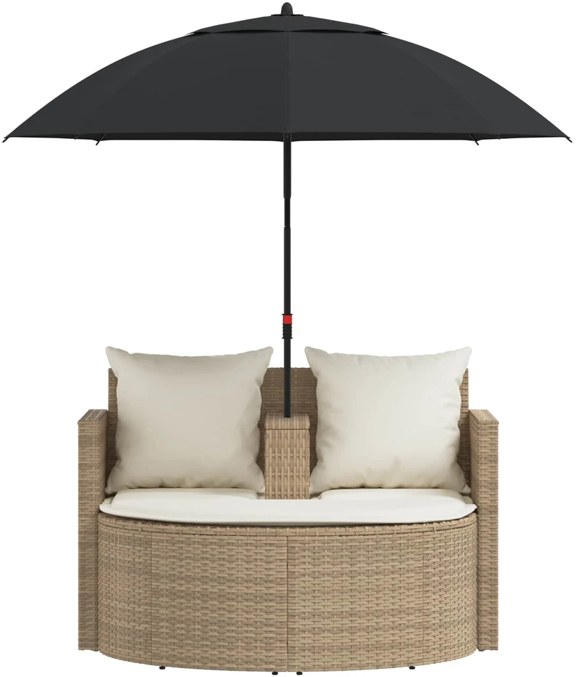 Sodo sofa su pagalve 8 pcs Bežė ir kreminė balta poliratanas