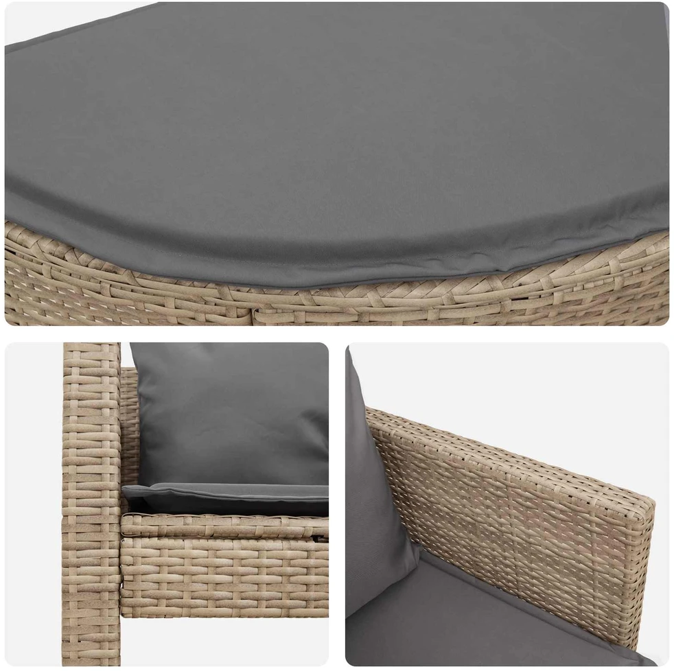 Sodo sofa su pagalve 8 pcs kreminė ir šviesiai pilka poliratanas