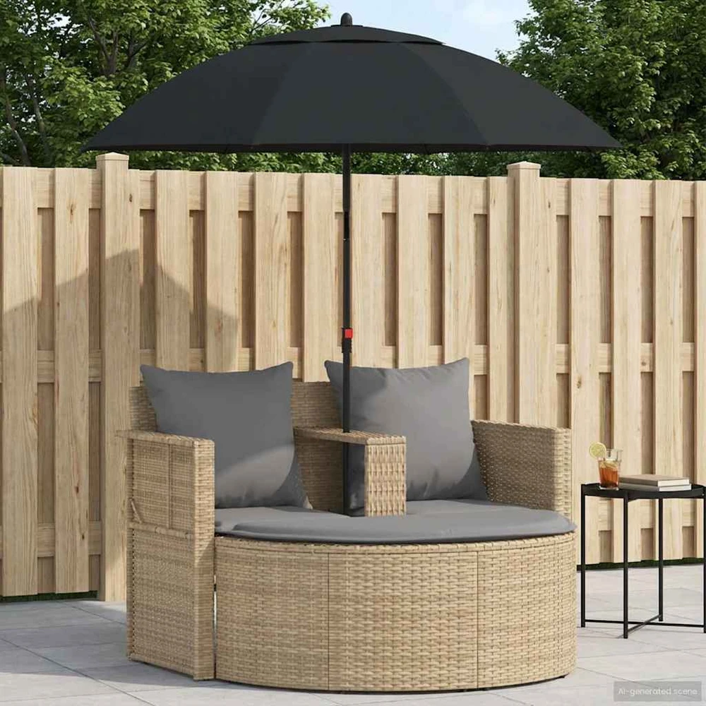 Sodo sofa su pagalve 8 pcs kreminė ir šviesiai pilka poliratanas