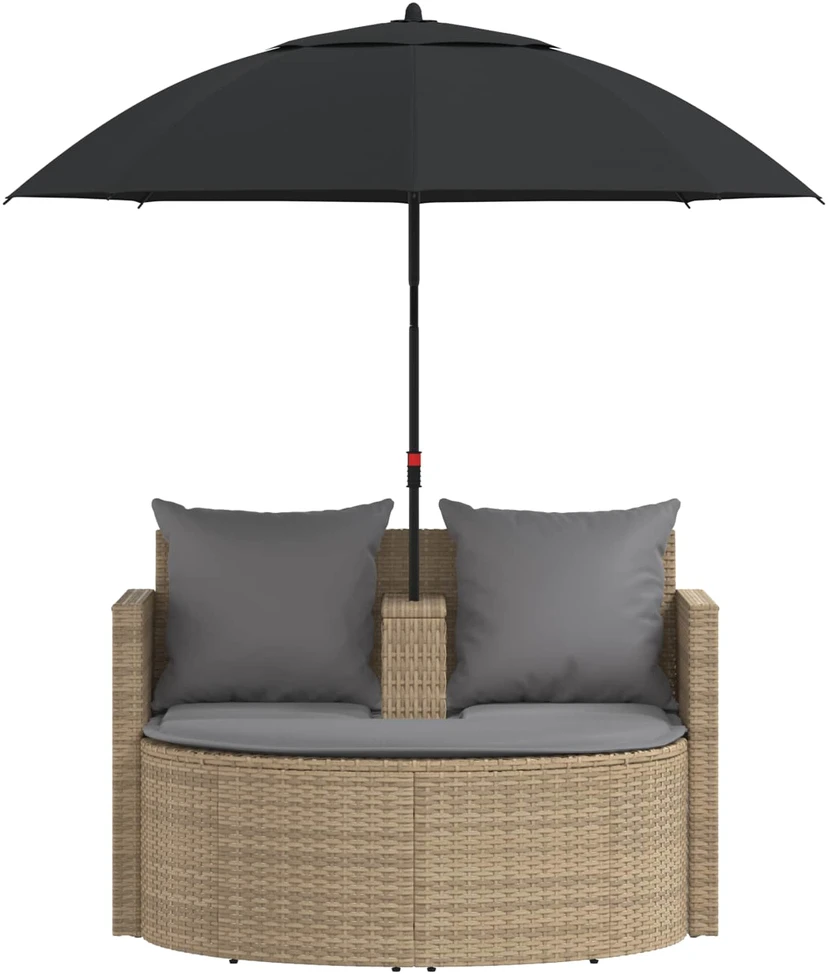 Sodo sofa su pagalve 8 pcs kreminė ir šviesiai pilka poliratanas