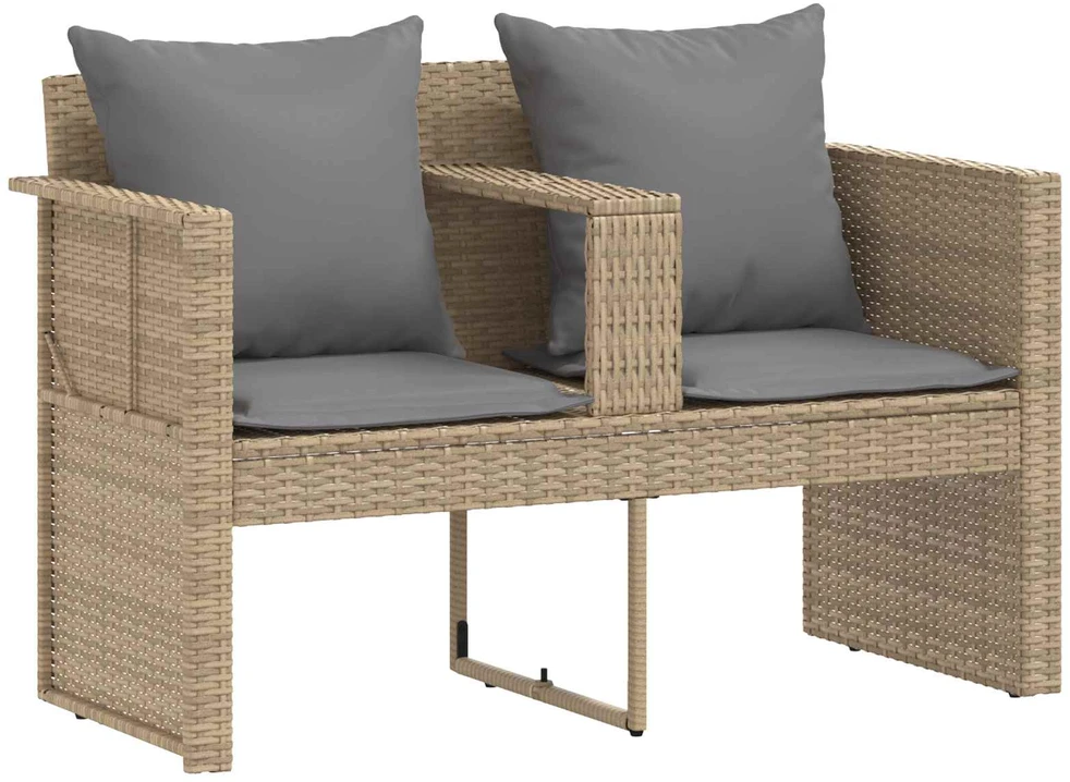Sodo sofa su pagalve 8 pcs kreminė ir šviesiai pilka poliratanas