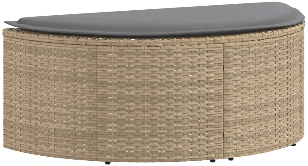 Sodo sofa su pagalve 8 pcs kreminė ir šviesiai pilka poliratanas