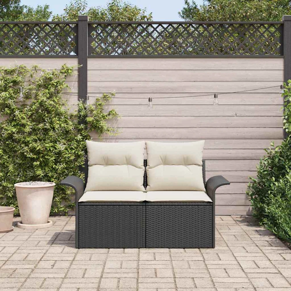 Sodo sofa su pagalve Juoda 141 x 62 x 69cm poliratanas