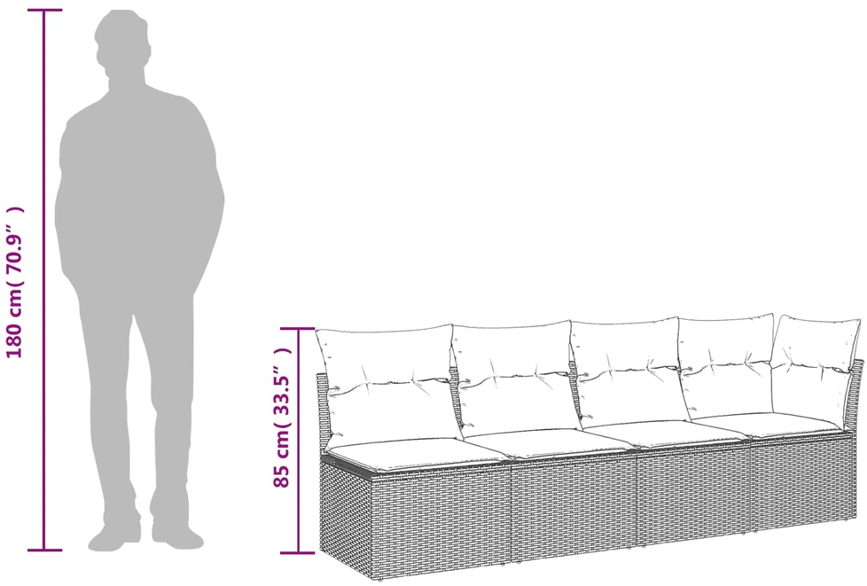 | Sodo sofa | su pagalve Ruda 227 x 62 x 69 cm poliratanas