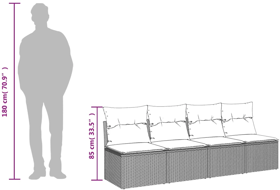 | Sodo sofa | su pagalve Ruda 220 x 62 x 69 cm poliratanas