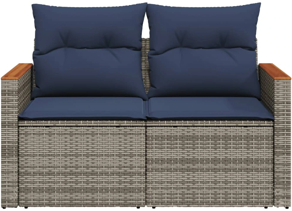 Sodo sofa su pagalvėlėmis, dvivietė, pilka, polirotangas