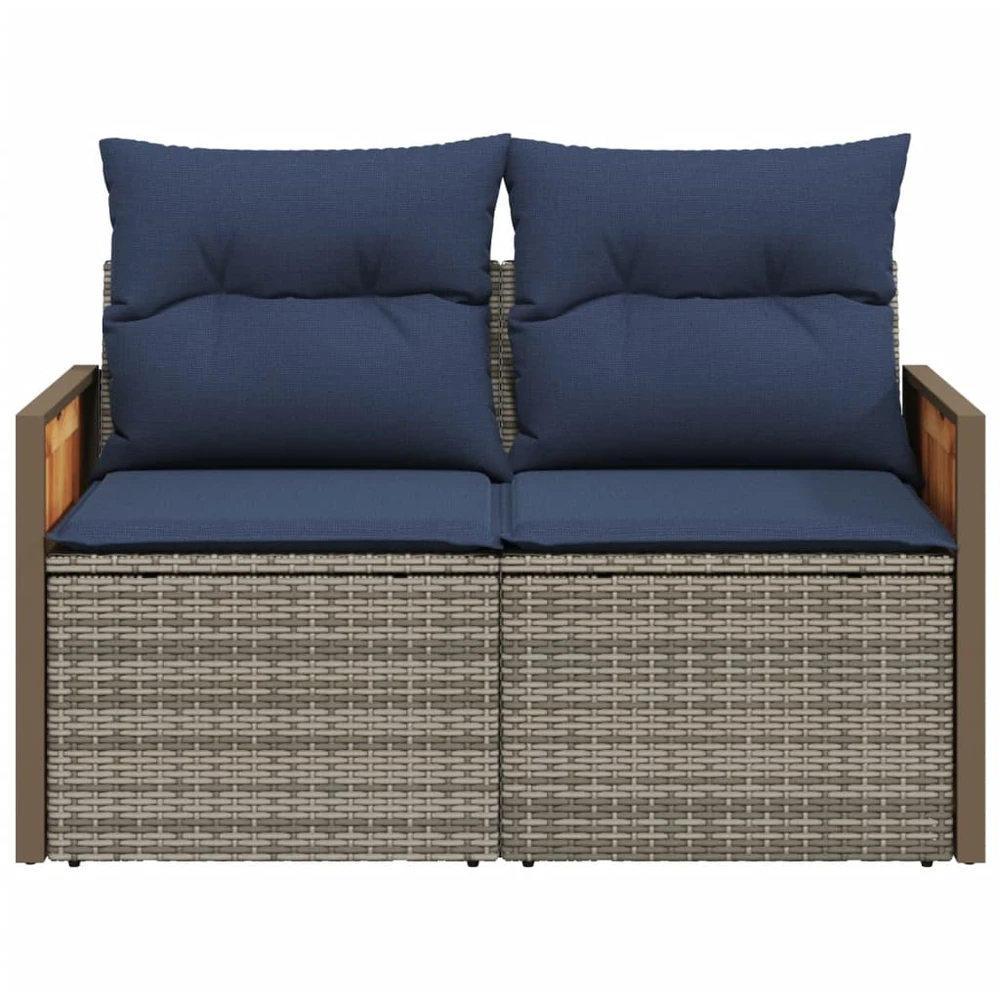 Sodo sofa su pagalvėlėmis, dvivietė, pilka, polirotangas