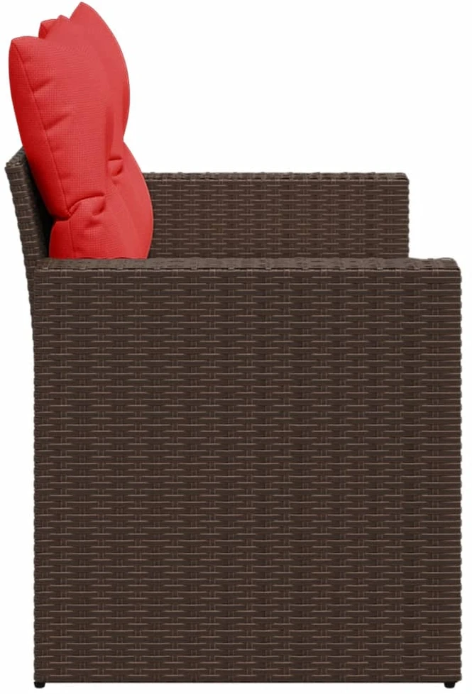 Sodo sofa su pagalvėlėmis, dvivietė, ruda, polirotangas