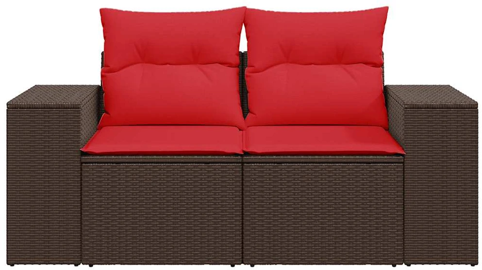 Sodo sofa su pagalvėlėmis, dvivietė, ruda, polirotangas