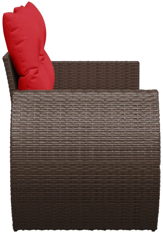 Sodo sofa su pagalvėlėmis, dvivietė, ruda, polirotangas