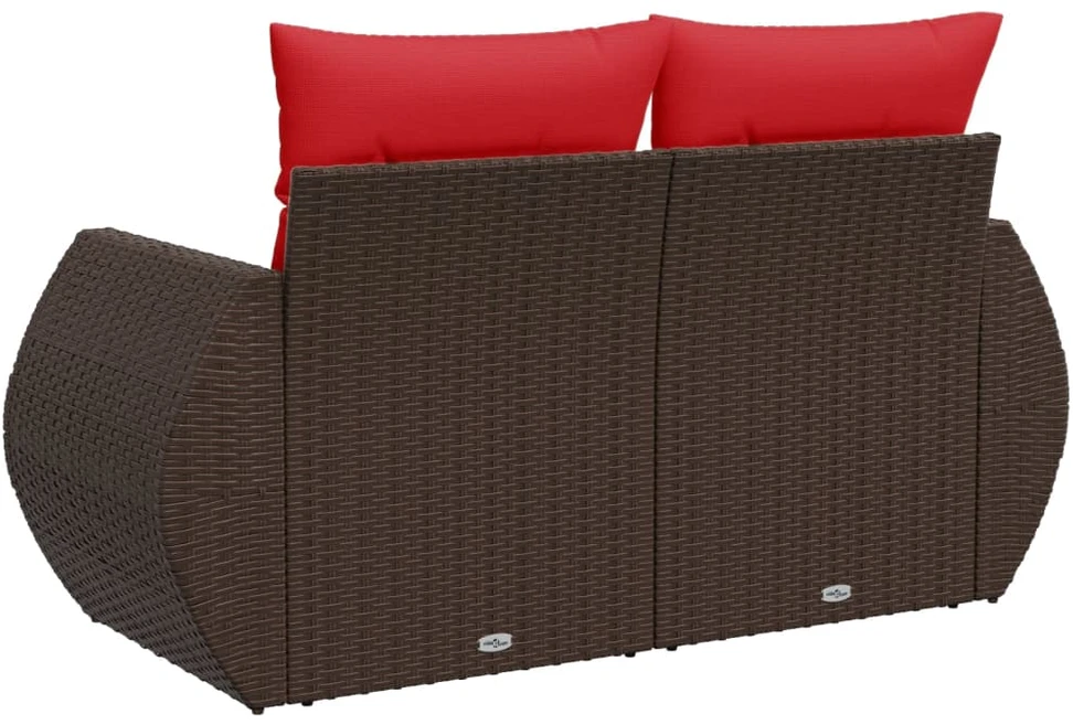 Sodo sofa su pagalvėlėmis, dvivietė, ruda, polirotangas