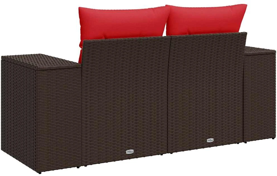 Sodo sofa su pagalvėlėmis, dvivietė, ruda, polirotangas