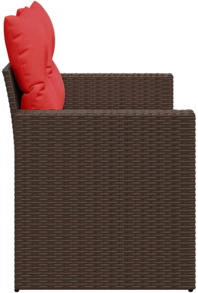 Sodo sofa su pagalvėlėmis, dvivietė, ruda, polirotangas