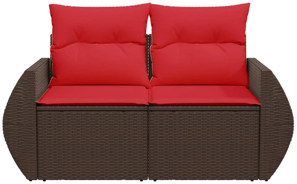 Sodo sofa su pagalvėlėmis, dvivietė, ruda, polirotangas