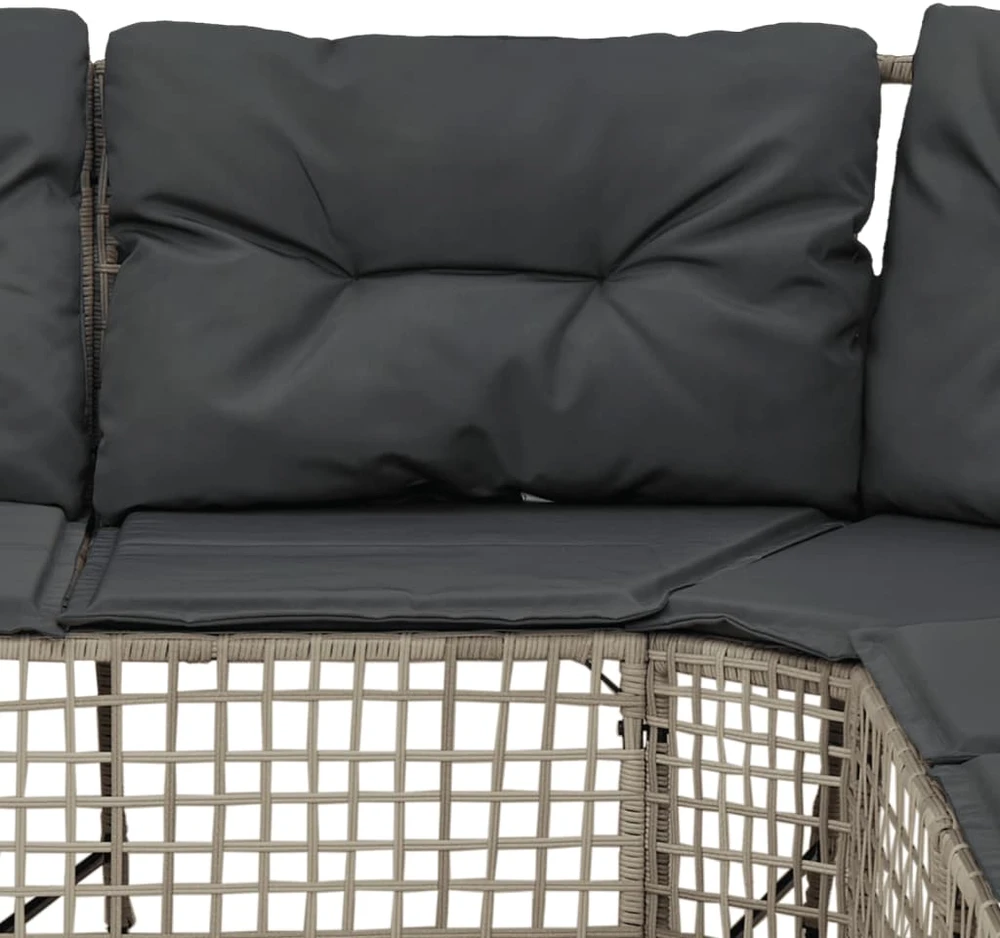 Sodo sofa su pagalvėlėmis ir pakoja, pilka, poliratanas