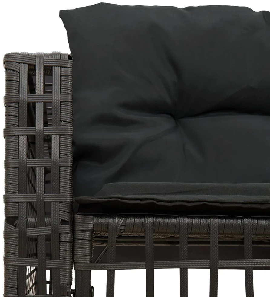 Sodo sofa su pagalvėlėmis ir pakojomis, juoda, poliratanas