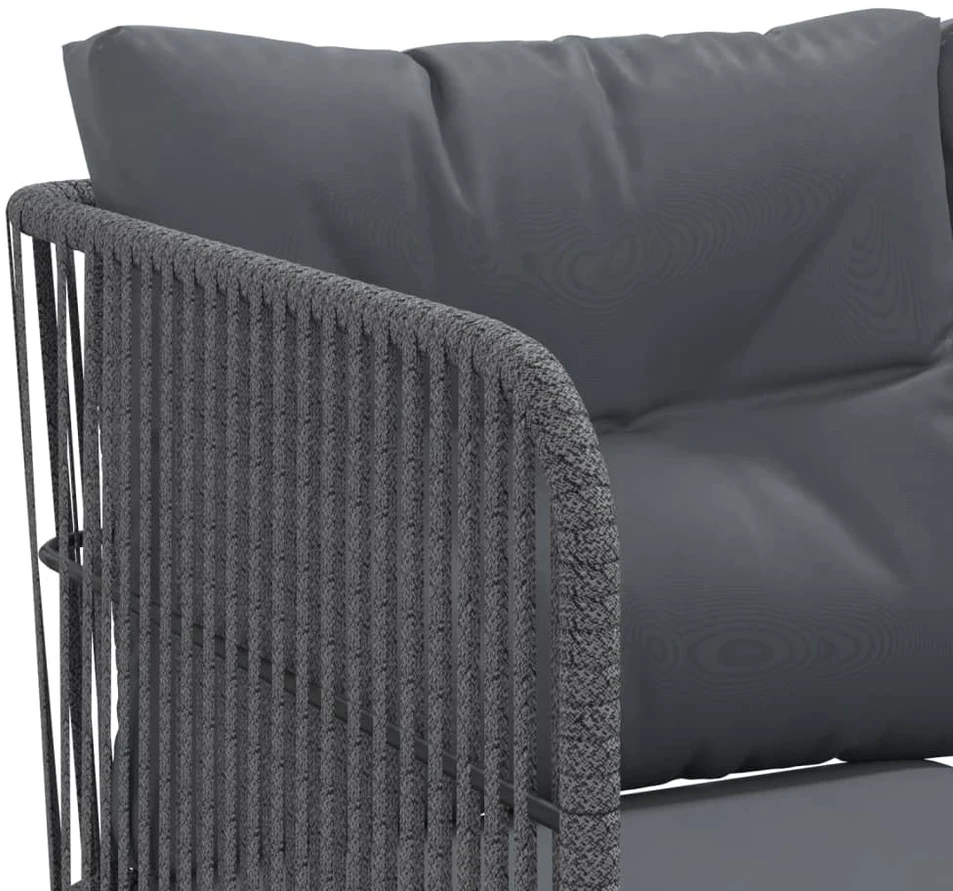 Sodo sofa su pagalvėlėmis, juoda, plienas/tekstilenas