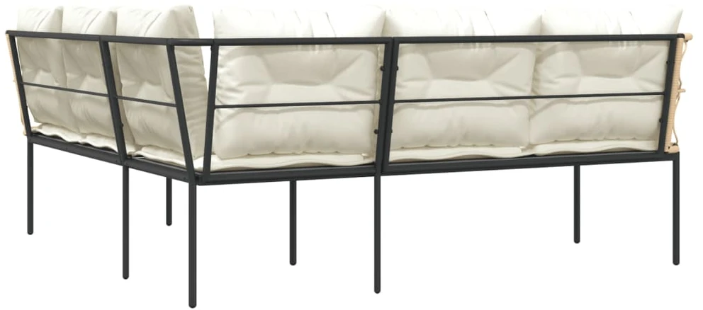Sodo sofa su pagalvėlėmis, juoda, plienas/tekstilenas