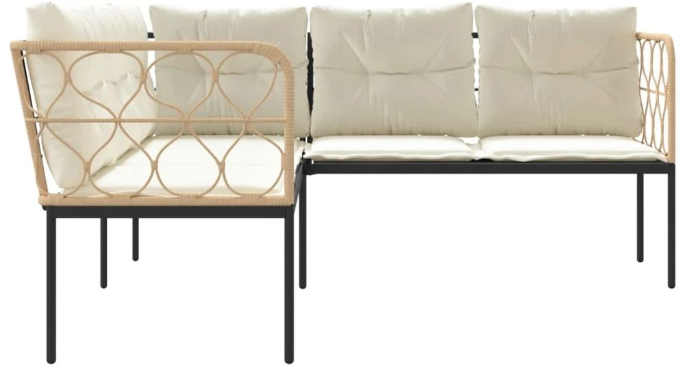Sodo sofa su pagalvėlėmis, juoda, plienas/tekstilenas