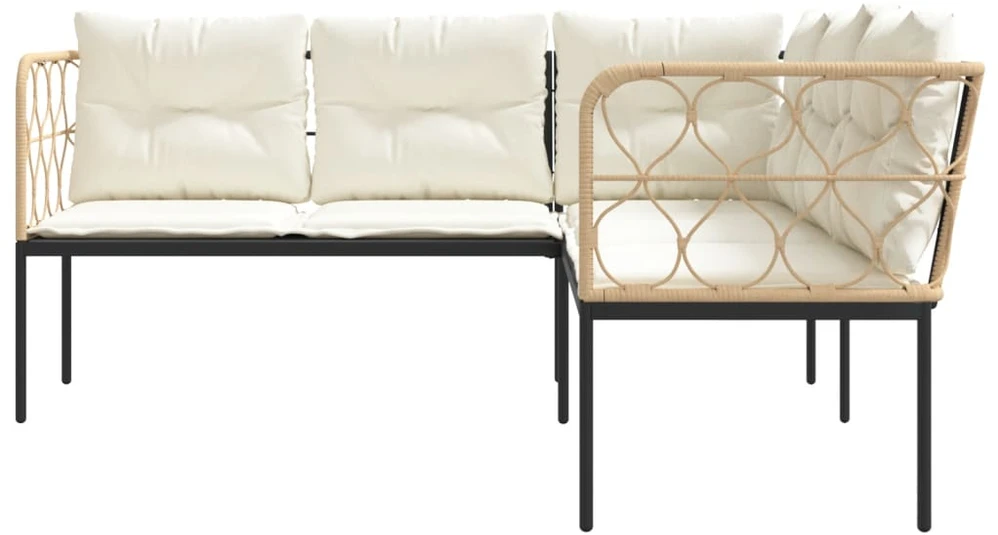 Sodo sofa su pagalvėlėmis, juoda, plienas/tekstilenas