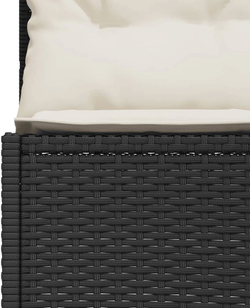 Sodo sofa su pagalvėlėmis, juoda, poliratanas, pusapvalė