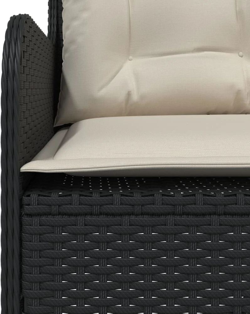 Sodo sofa su pagalvėlėmis, juoda, poliratanas, L formos