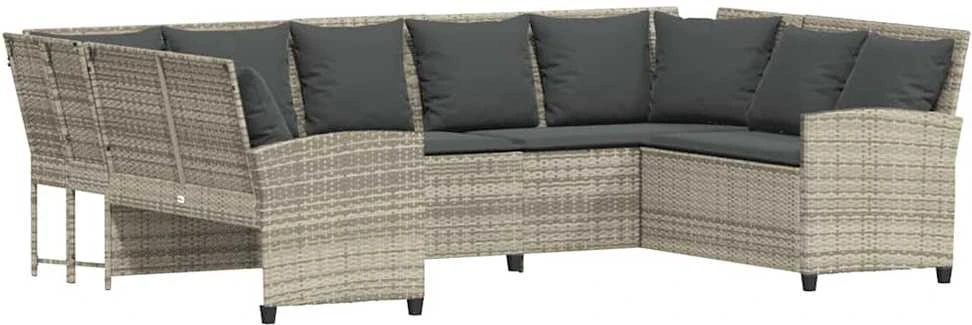 sodo sofa su pagalvėlėmis, pilka, poliratanas