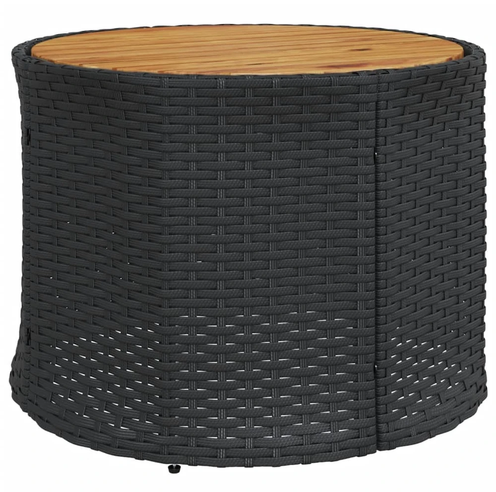 Sodo sofa su stalu/pagalvėlėmis, juoda, poliratanas, apvali