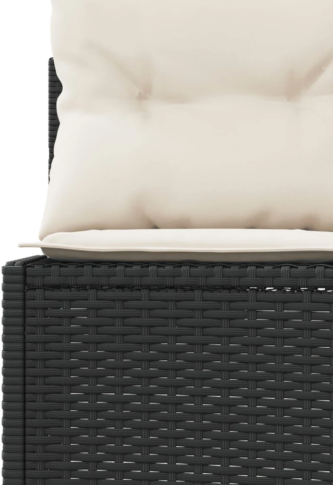 Sodo sofa su stalu/pagalvėlėmis, juoda, poliratanas, apvali