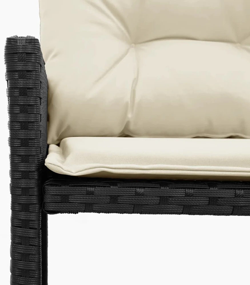 Sodo sofa su stalu/pagalvėlėmis, juoda, poliratanas, L formos