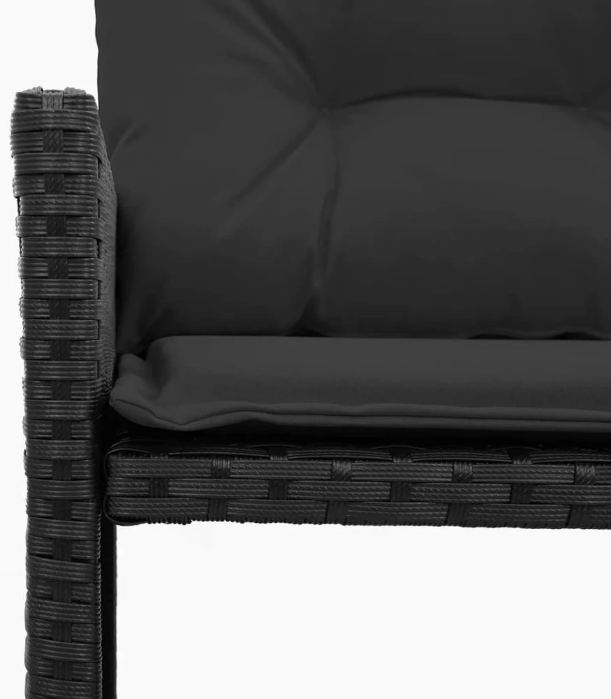 Sodo sofa su stalu/pagalvėlėmis, juoda, poliratanas, L formos