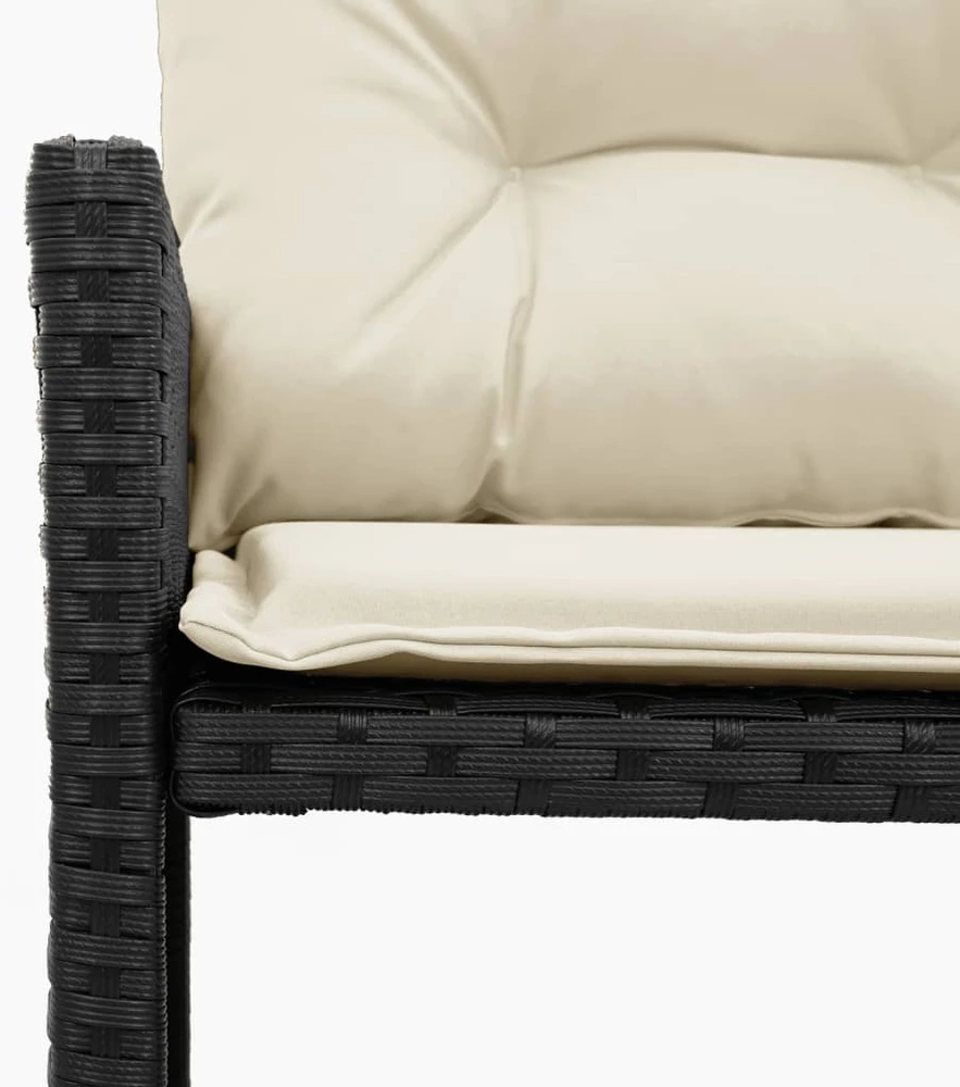 Sodo sofa su stalu/pagalvėlėmis, juoda, poliratanas, L formos