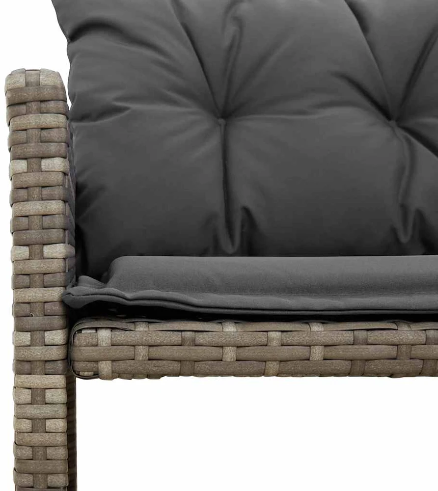 Sodo sofa su stalu/pagalvėlėmis, pilka, poliratanas, L formos