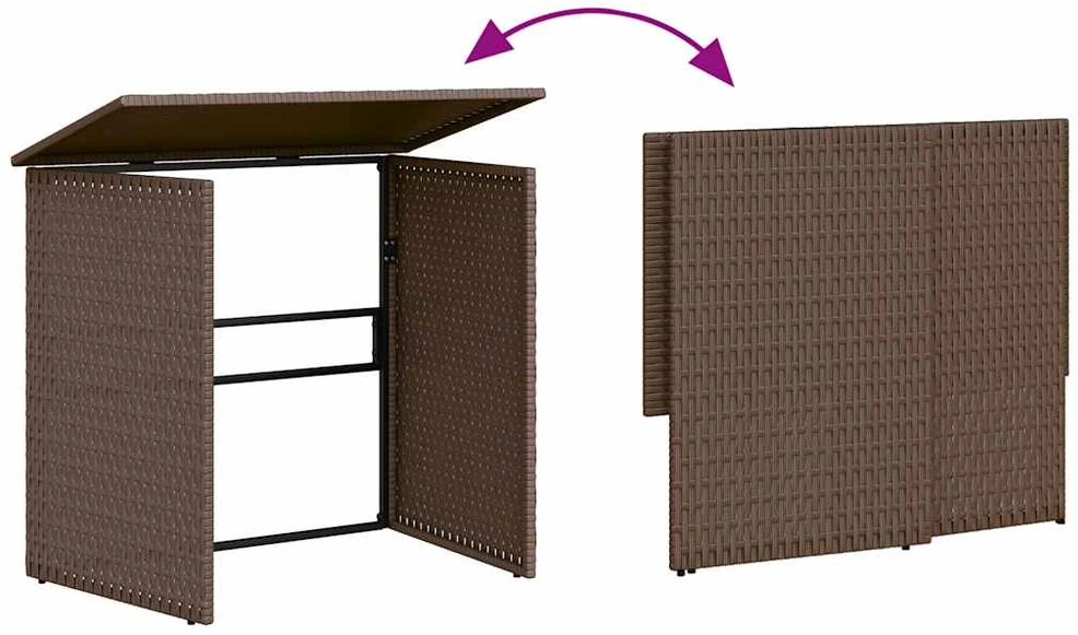 Sodo sofa su stalu/pagalvėlėmis, ruda, poliratanas, L formos