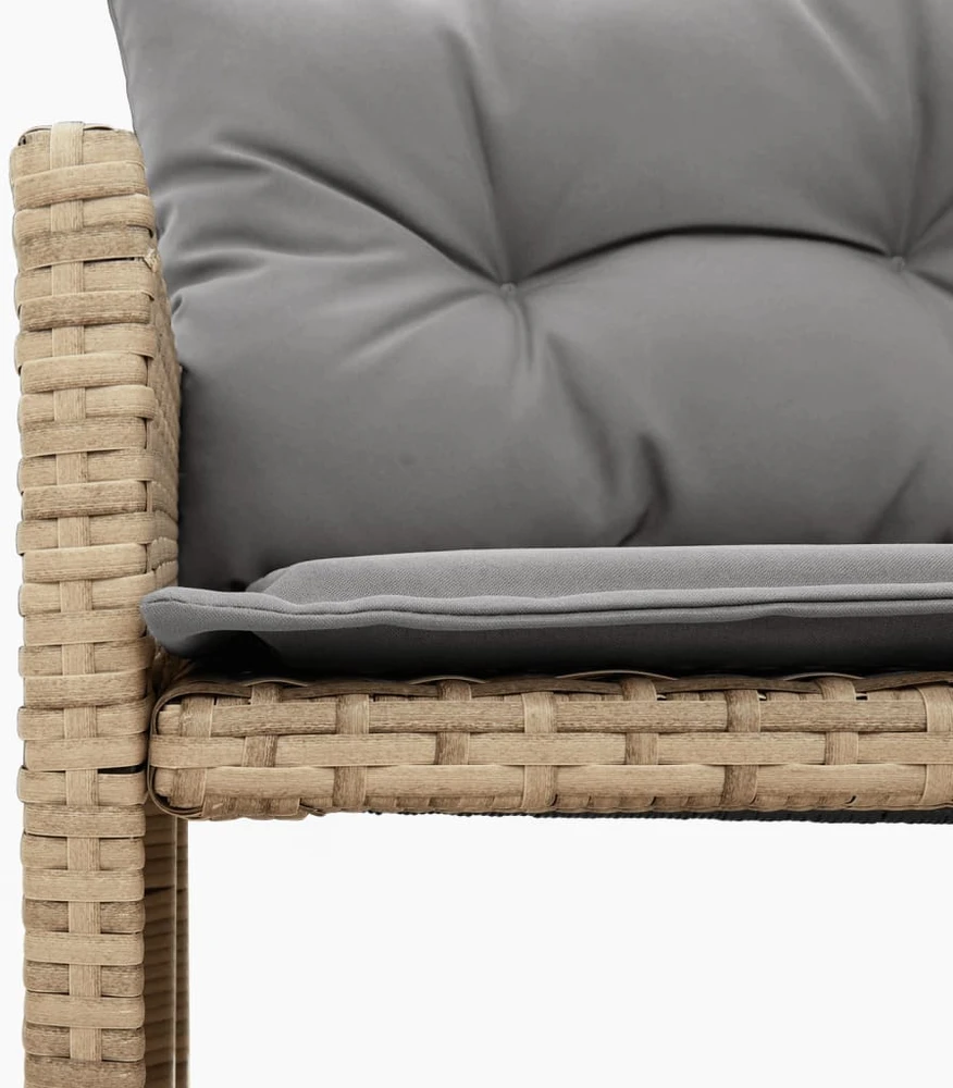 Sodo sofa su stalu/pagalvėlėmis, smėlio, poliratanas, L formos