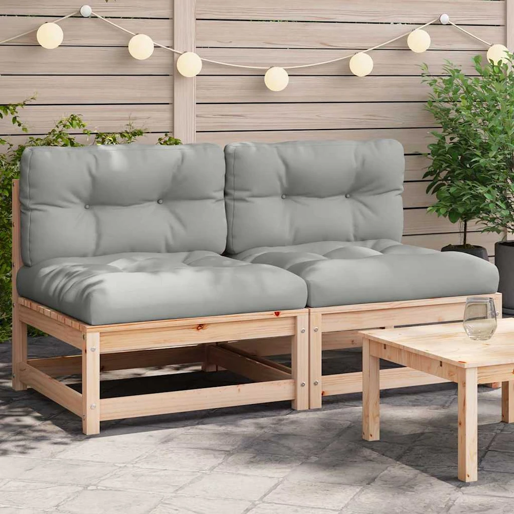 Sodo sofos komplektas su pagalvėmis, 2 dalių, akacijos masyvas