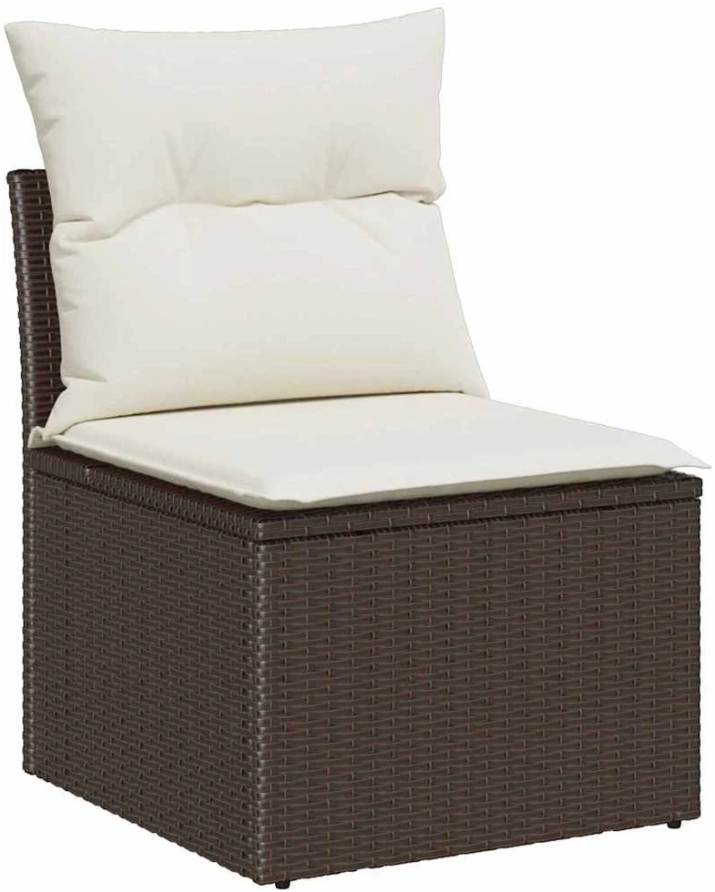 Sodo Sofų Rinkinys 5 vnt. 4-Vietų skaičius Ruda ir grietinėlė