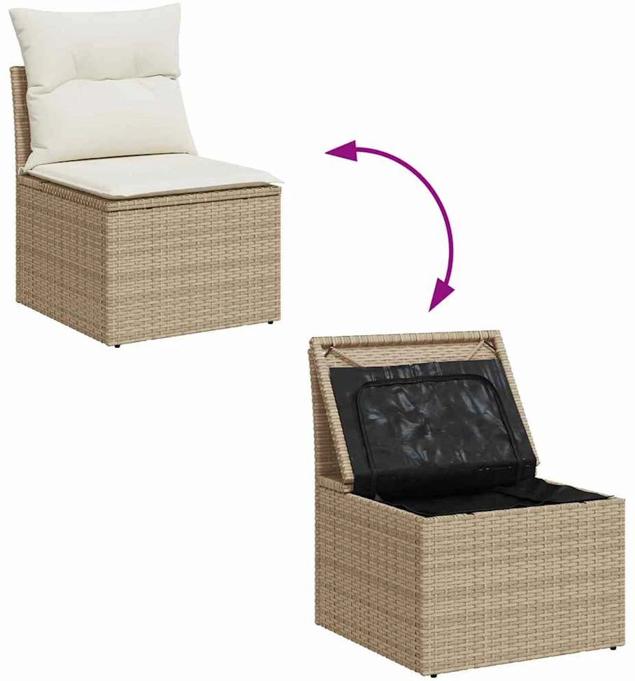 Sodo Sofų Rinkinys 10 vnt. 9-Vietų skaičius Smėlio Poli ratanas